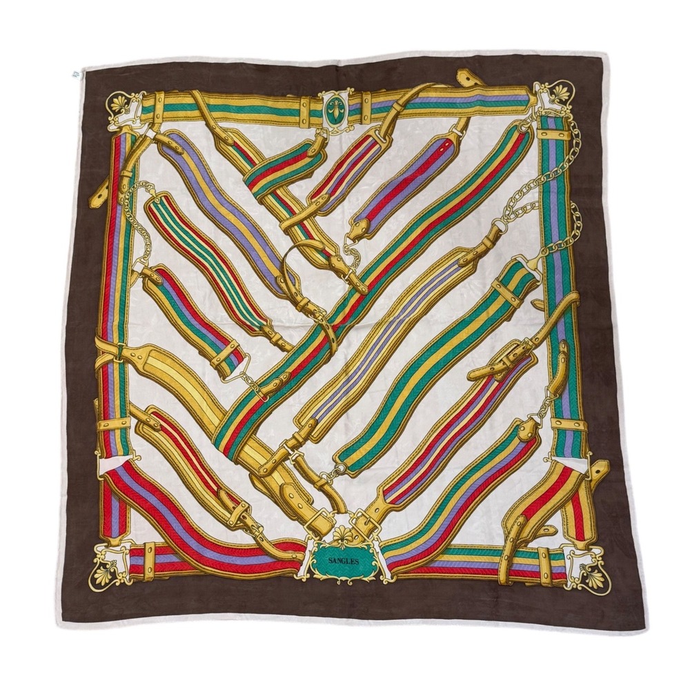 Sangles Silkβ Scarf Women Brown Multi Equestrian Belt Motif Luxury Designer